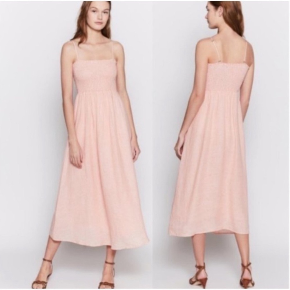 Joie Tilsa smocked linen midi dress NWT! XS